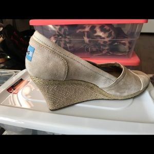 Toms wedge heels. open toed